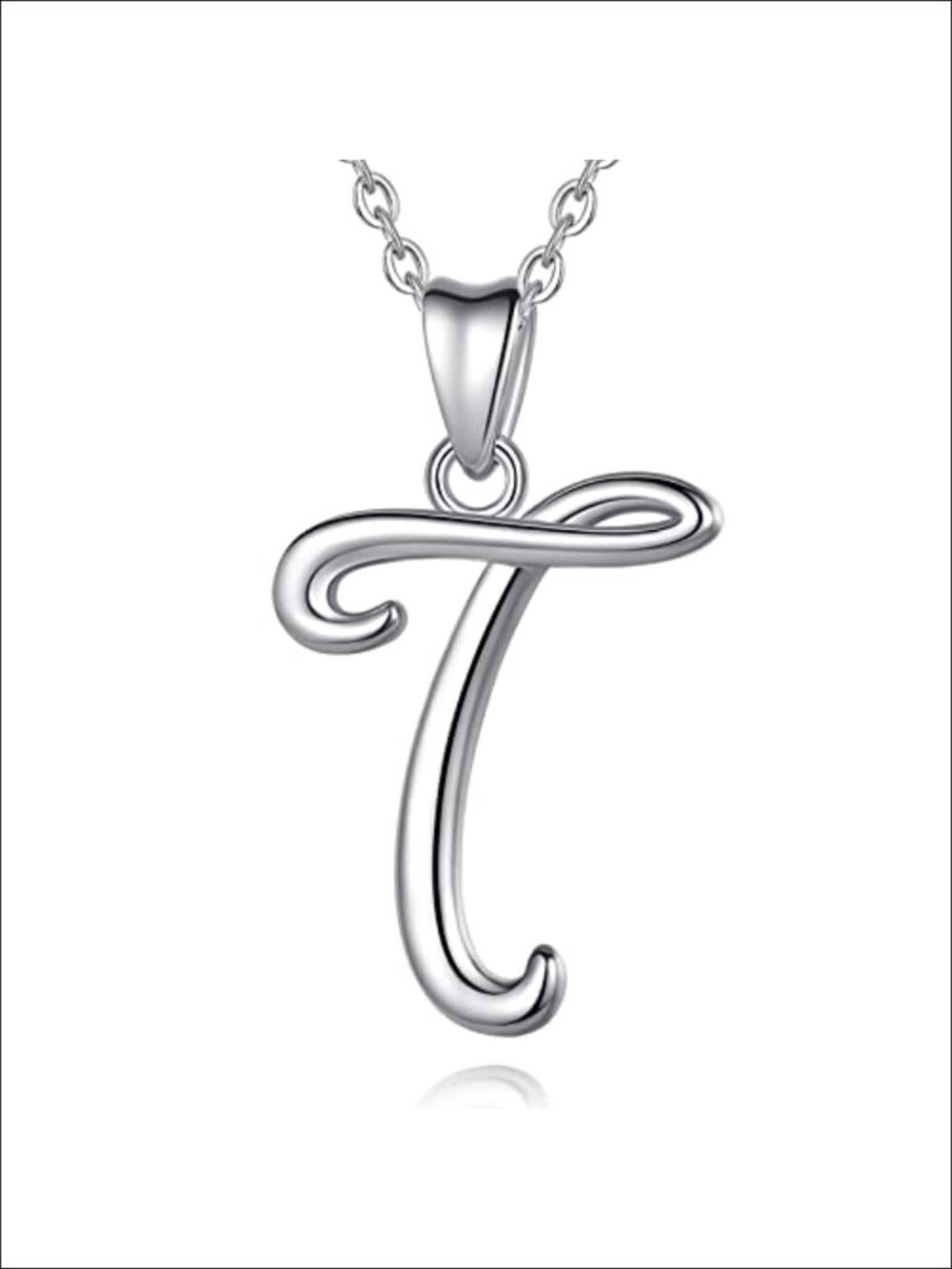 Sterling Silver Initial Necklace for Women, 18 Inch Chain, Letter Pendant Gift